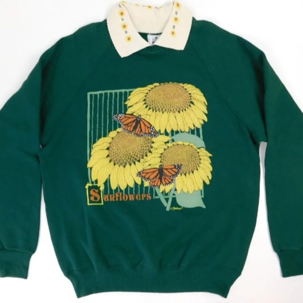 Vintage COTTON BLEND LEE sunflower sweatshirt XL